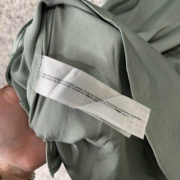 Mango Womens Long Satin Blouse Top Green Size 6 - Picture 7 of 9